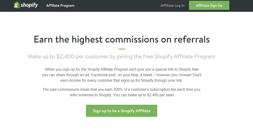 shopify affiliate program